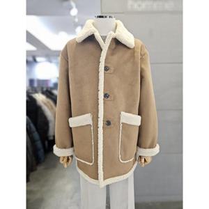 바쏘옴므 세이브존03 바쏘옴므 남자 오버핏 하프 무스탕 카멜 페이크 레더 WSAGZ4UA49A