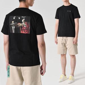 오프화이트 OMAA027 카라바지오 페인트 슬림핏 반팔티셔츠 블랙