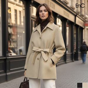 [ENC] 플랩카라 벨티드 하프코트 (ENJH34T02Y)