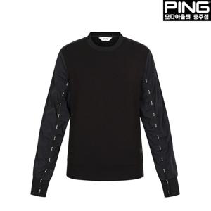 [핑]여성 우븐 배색 로고 테잎 긴팔 티셔츠 121D3TR155_BK_CJ