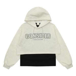 [에꼴리에]여아용 틴톡 언발 크롭 후드 레이어드티 23RT453 OT_J