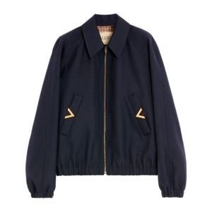 발렌티노 V골드 패치 네이비 슬림 집업 재킷 VCIP79 AWA598