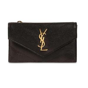 생로랑 Envelope 엔벨로프 모노그램 퀼팅 지퍼 지갑 블랙금장 612808 BOW01 1000