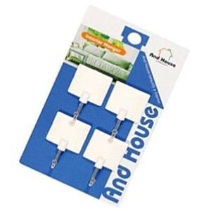 우일 네모 화이트 미니 부착 고리 4p 벽후크 벽고리 벽걸이 흡착고리 벽고정걸이