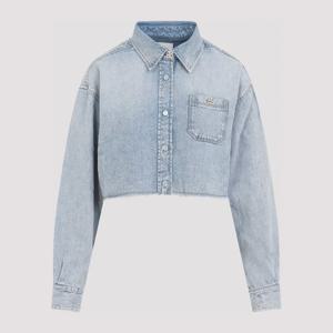 지방시 체스트 포켓 크롭 데님 셔츠 BW61B05YAX 496 ICE BLUE