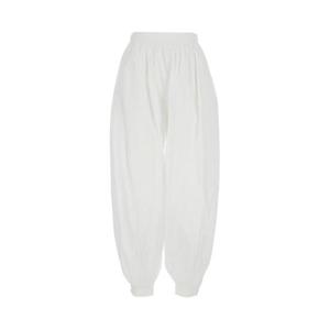 ROTATE White Crop Pants with Elastic Waist and Balloon Design in Cotton Woman 115225400400