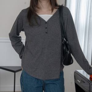 나야홍 / 아이우먼 버튼나시레이어티셔츠 RDV700M511 빅사이즈