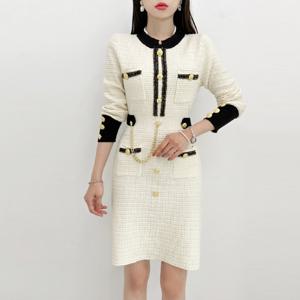 [금찌]금찌 르아 체인 니트 원피스 ST7887D