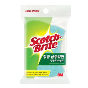 [3M] 스카치브라이트 3중 양면 수세미 (90*115*28mm/1입)