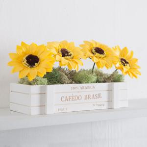 [3+1] 우드 나무 사각 직사각 화분 엔틱 대 22x5cm 조화꽃 전용 인테리어 장식 소품 원예 용품