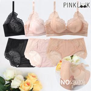 핑크룩 볼륨업 미드나잇 노와이어몰드 말랑몰드 브라팬티2종SET