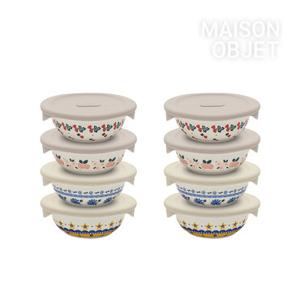 프라카 폴란드풍 도자기 냉동밥용기 350ml 8P 세트