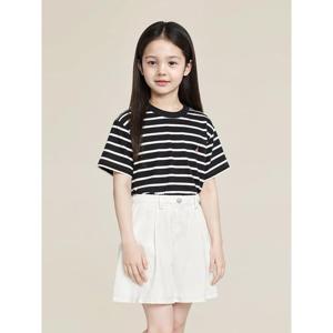 [빈폴키즈] [Essential] 여아 스트라이프 반팔 티셔츠 블랙 (BI5242GE35)