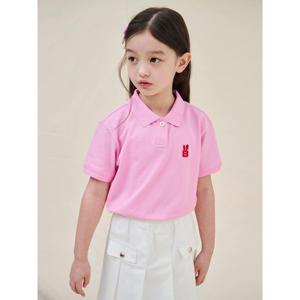 [빈폴키즈] [Essential] 여아 피케 칼라 반팔 티셔츠 라이트 핑크 (BI5242GE4Y)