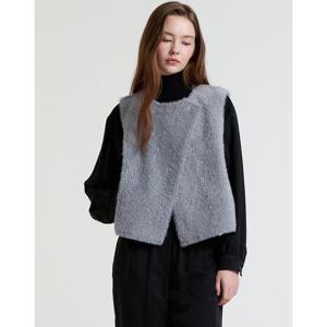 아떼 바네사브루노 여성 24FW 라이트블루 단색 양모피 베스트 VLJU4D481B1