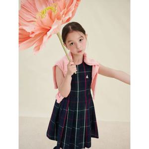 [빈폴키즈] 시어서커 체크 민소매 원피스&반소매 크롭 셔츠 세트 그린 (BI5371G07M)