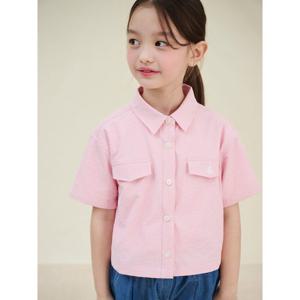 [빈폴키즈] 여아 시어서커 반소매 크롭 셔츠 핑크 (BI5365G03X)