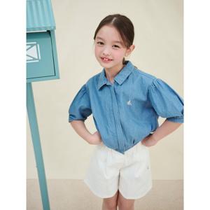 [빈폴키즈] 연청 데님 집업형 반소매 블라우스 스카이 블루 (BI5365G91Q)