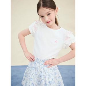 [빈폴키즈] [러블리 빙키 걸즈] 리본 포인트 저지 반소매 티셔츠 아이보리 (BI5442G090)