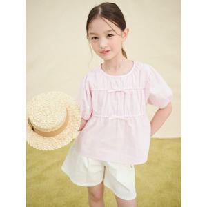 [빈폴키즈] [러블리 빙키 걸즈] 퍼프 반소매 페플럼 블라우스 라이트 핑크 (BI5465G03Y)