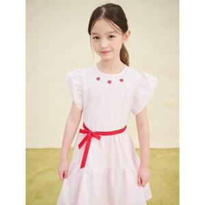 [빈폴키즈] [러블리 빙키 걸즈] 벨티드 스트라이프 반소매 원피스 라이트 핑크 (BI5471G01Y)