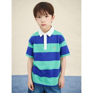 [빈폴키즈] 스트라이프 럭비 반팔 티셔츠 그린 (BI5442U90M)