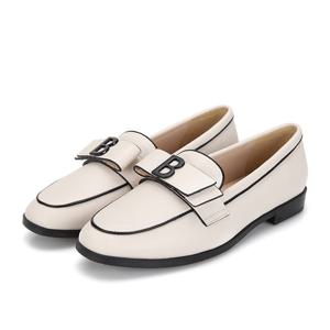 [바바라(슈즈)]양가죽 컬러콤비 B로고장식 여성 로퍼 2cm_BBG152IV