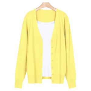 여성 무지 파스텔톤 10컬러 간절기 가디건 JG-WCD-0748-옐로우