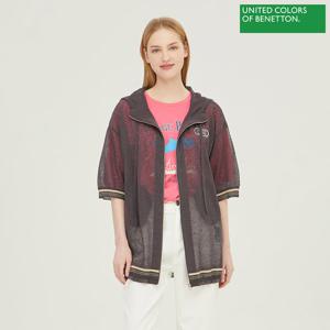 베네통 백 인티샤 반팔 후드 집업 BAKC66331_DG