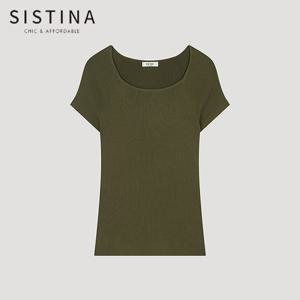 [SISTINA] 인기 미니멀 딥 라운드넥 니트_ASKPOO21700_DK