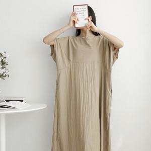 샵앤) 국산 여성 가오리 반팔 롱원피스 AMI-WDR-3336-블랙