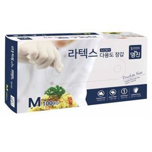 명진 다용도장갑 라텍스장갑 1통 100개입 M