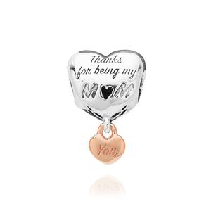 판도라 788830C00 러브 유 맘 하트 투톤 로즈 참