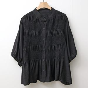 샵앤) 세미여성 5부 퍼프 반팔 블라우스 DGB-WBL-3491-블랙