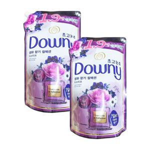 다우니 섬유유연제 생화향기 미스티크 1.35L 리필 2개