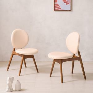 소티디자인 퍼프 고무나무원목 식탁의자 원목의자 월넛 (2개)