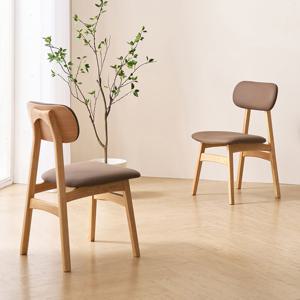 소티디자인 모노 고무나무원목 식탁의자 원목의자 내추럴 2개