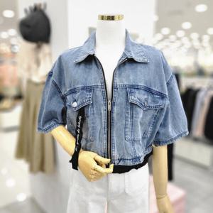 [비지트인뉴욕]플랩 포켓크롭 반팔 데님자켓 VA5DJ33_US