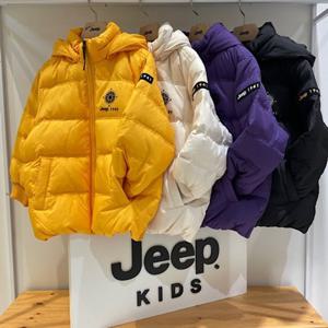 [지프키즈]기본 공용 컬러포인트 후드 탈부착 덕다운 점퍼 KM4JPU491 GB