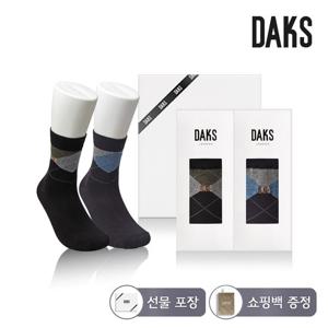[닥스(양말)]신사 면스판단목 이색아가일 2족세트 24844