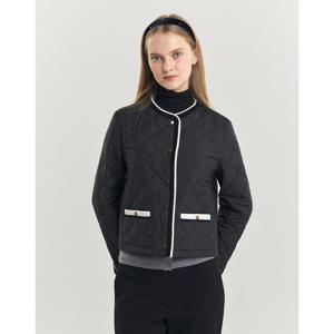 헤지스 여성 24FW 퀼팅 블랙 라운드넥 숏 퀼팅 점퍼 HSJU4D901BK