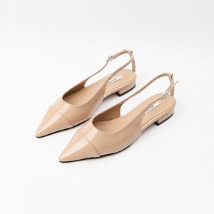[신난다슈] 여성 슬링백 힐 2cm 스틸레토 플랫 구두 펌프스 단화 낮은굽 ST241806 베이지