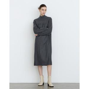 닥스 여성 24FW울 그레이 트윌 조직감 H실루엣 하프넥 원피스 DLDR4D901G2
