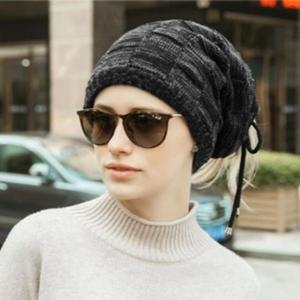 더블 웜 넥워머 겸용 비니 겨울 테일 방한 니트 모자