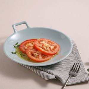 검트리 제이드 도자기 접시 그릇 핸들쿠프 중 에거블루