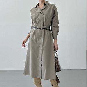 샵앤) 여성 셔링 카라넥 워싱 롱 원피스 CAT-WDR-3826-블랙