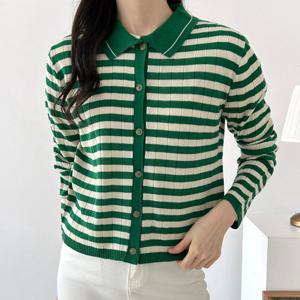 샵앤) 여성 카라넥 단가라 니트 가디건 21DS-WCD-3915-그린