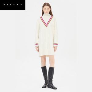 [시슬리]배색 케이블 니트 원피스_SAKO32361
