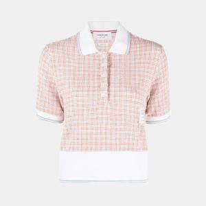 톰브라운 여성 체크 트위드 슈렁큰 폴로 반팔 오렌지 FJP088A J0113 825