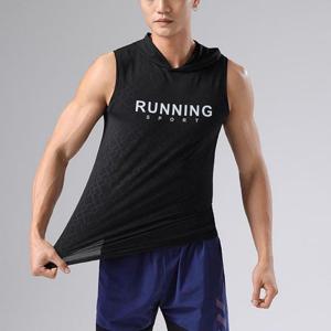 남성 운동 크로스핏 영문프린팅 후드 데일리 민소매티